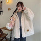 Autumn and Winter Lamb Fur Hooded Jacket Female Students Casual All-match Thickened Polar Fleece Cardigan Cute Rabbit Ears Plush Jacket