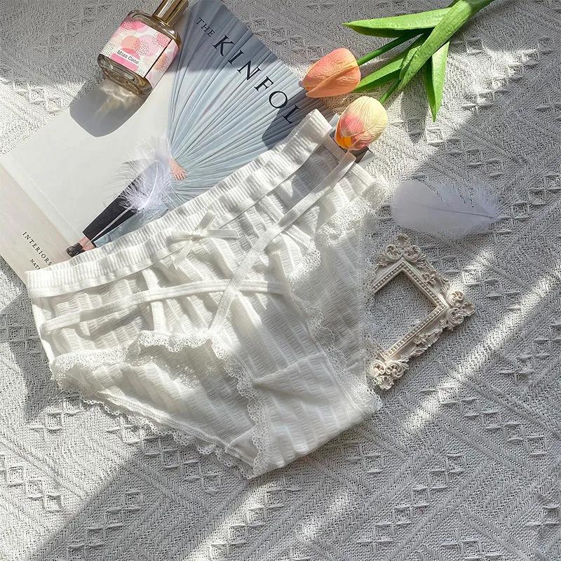 1/2pc Pure Desire Girls Panties Sexy Temptation Cross Bow Low Waist Seamless Briefs