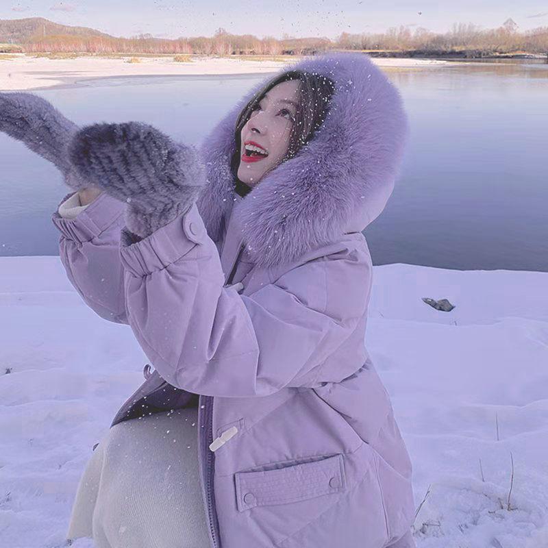 Good Quality Winter Cotton-padded Jacket Women's Mid-length Down Padded Jacket Thickened Warmth Over The Knee Large Fur Collar Padded Jacket