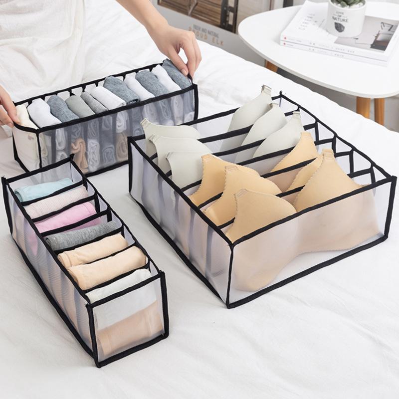 Underwear Storage Organizer for Clothes Separated Socks Shorts Bra Storage Boxes Dormitory Closet Organizer Drawer Washable