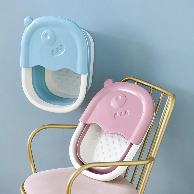 Household Folding Foot Bath Barrel for Children with Lid Foot Bath Barrel Heightening Massage Foot Barrel Plastic Foot Basin Dormitory Health