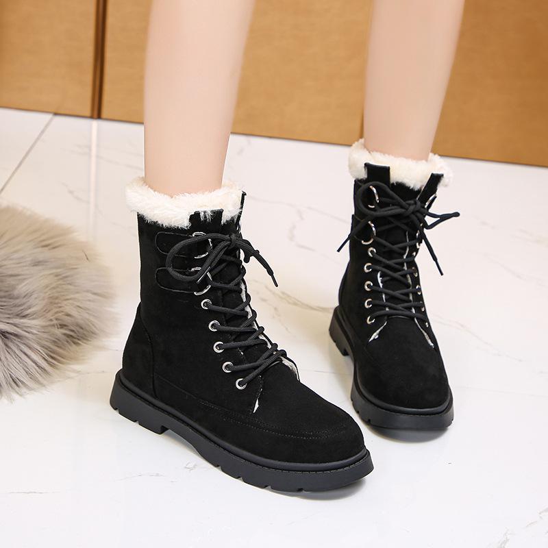 Woman Boots Winter Shoes Fur Boots Black Snow Boots Plush Warm Suede Ankle Booties Flat Shoes Women Boots Fashion Designer