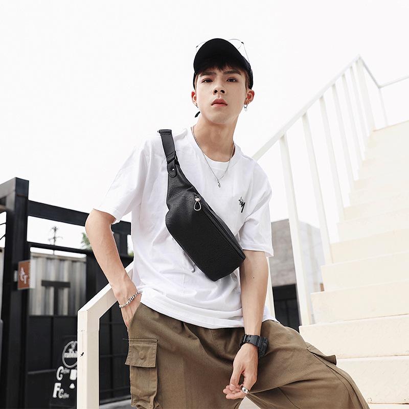 Waist Bag Men Black Portable Large Capacity Chest Bag Shoulder Bag Outdoor Sports Shoulder Bag