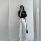 White Retro BF Harajuku Style Overalls Women's High-waisted Thin Waist Pants Casual Long Pants Tide