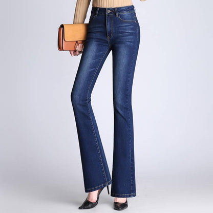 Women Denim Jeans Stretch Wide Leg Denim Pants Flare Bell Bottom Female