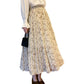 Pleated Floral Skirt Summer Women's High Waist Mid-length A-line Draping Chiffon Fairy Dress