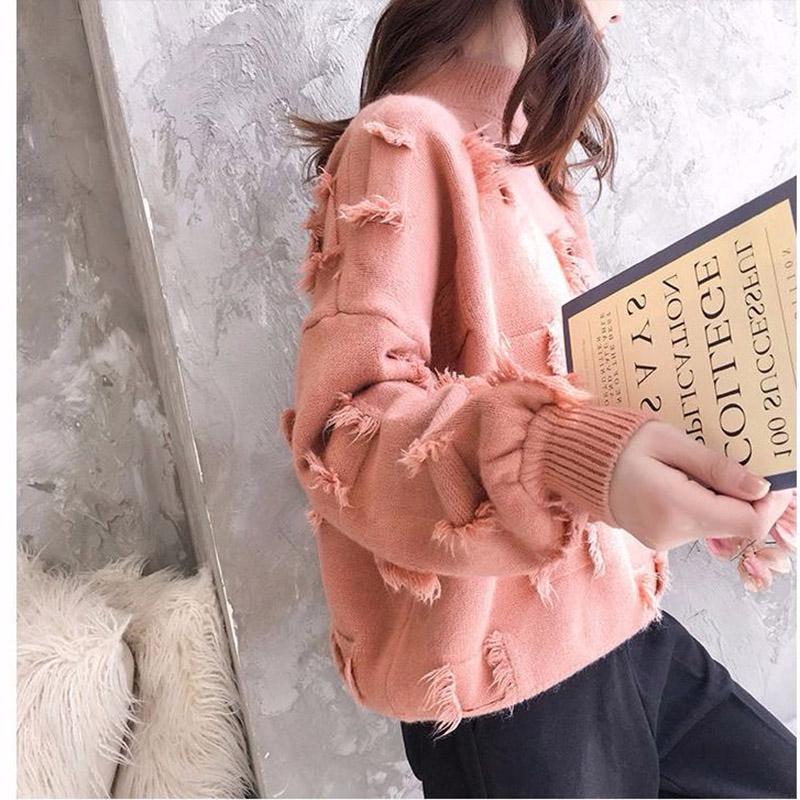 Lazy Style Knitted Long-sleeved Bottoming Women's Sweater Korean Loose Pullover All-match Top