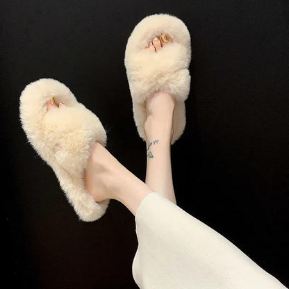 Autumn and Winter Ins Non-slip Thick-soled Multi-color Women Cotton Slippers Home Furry Slippers