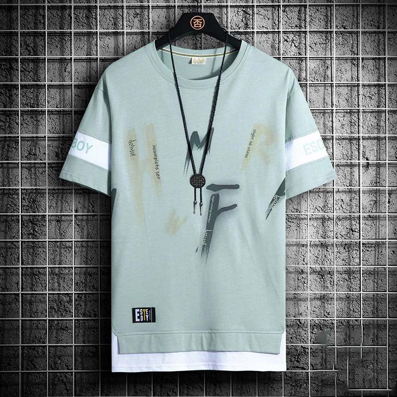 Summer Thin Short-sleeved Printed Round Neck Casual All-match Men's Shirt Men's Inner Shirt Loose T-shirt
