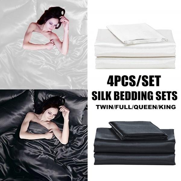 Summer 4PCS Popular Silk Damask Bed Linen Duvet Cover Jacquard Bedsheet Sets Luxury Silk Bedd