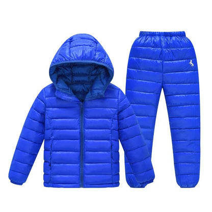 Autumn and Winter Children's Lightweight Cotton-padded Clothes Suits Baby Boys and Girls Big Children's Cotton-padded Clothes Two-piece Suit