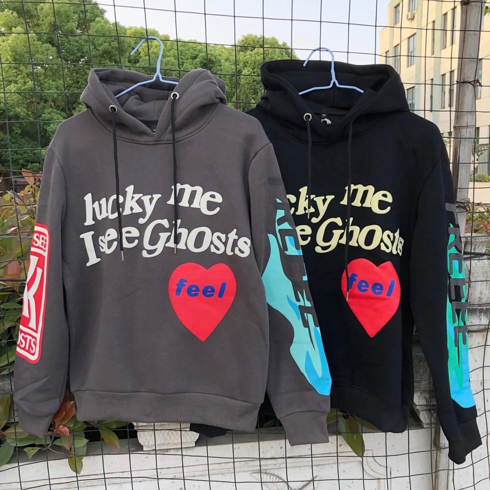Adult Kanye Lucky Me I See Ghosts Trendy Hip Hop Hooded Sweatshirts Pullover Hoodies Tops for Men Teens