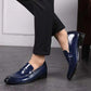 Men's Leather Shoes Soft Sole Large Size Youth Casual Pointed Toe Leather Shoes Slip-On Wedding Groom Breathable Simple Business Leather Shoes