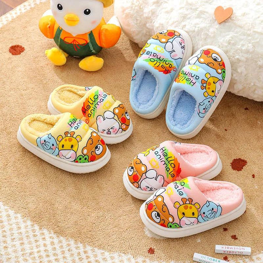Children's Cartoon Cotton Slippers Autumn and Winter Warm Flat Shoes Indoor and Outdoor Non-slip Casual Slippers Light Soft Shoes