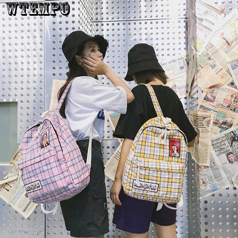 New Cute Plaid Shoulder Bag Female Schoolbag Female Student Campus Large Capacity