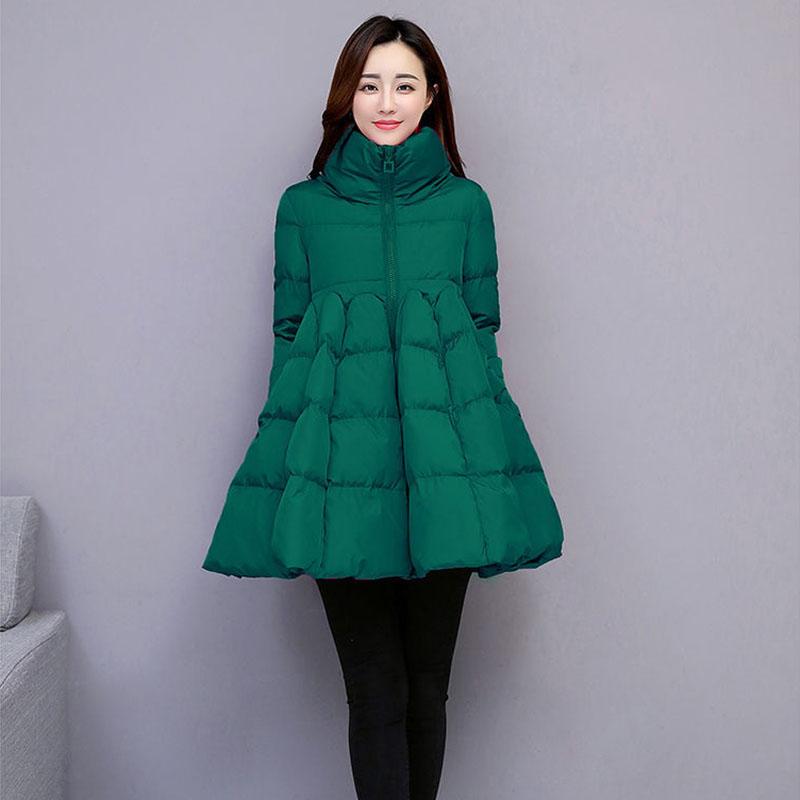 Large Size Cotton Padded Jacket Women's Winter Cloak with A Word Temperament Korean Version of Wild Thick Padded Jacket Mid-length
