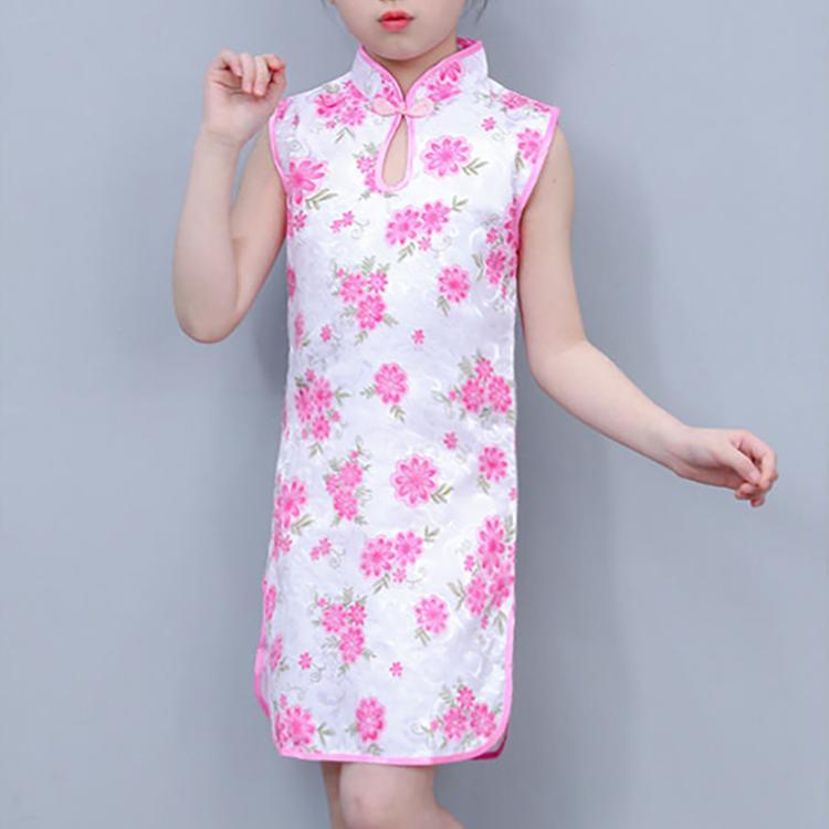 Children Dress Children's Tang Suit Girls Summer Thin Dress Cheongsam Printed Floral Cheongsam Chinese Style Sleeveless Dress