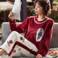Women's Pajamas Set Winter Pyjamas Suit Thick Warm Sleepwear Long Sleeve Pullover Nightwear Cute Coral Flannel Casual Loose Home Wear Tops Pants