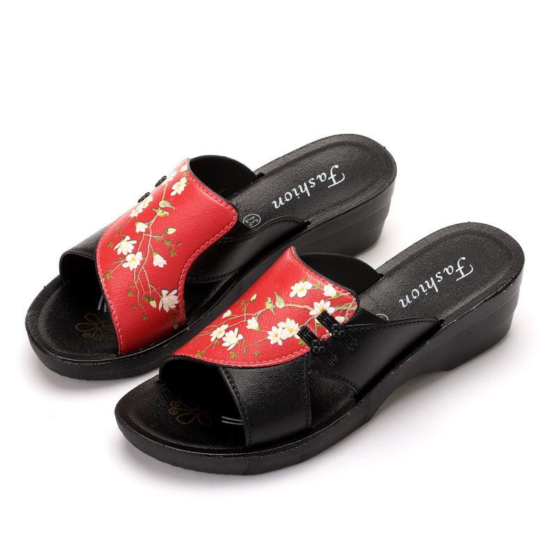 Women's Slippers Summer Leather Retro Woman Flip Flops Shoes Casual Platform Women's Outdoor Slippers