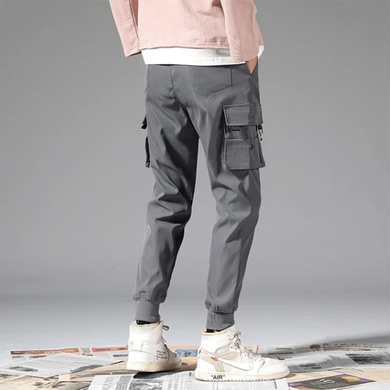 Men's Casual Trousers Sports and Leisure Korean Style Trendy Ankle Pants Pocket Streetwear Small Feet Long Pants Outdoor Mid-waist Elastic Bottoms