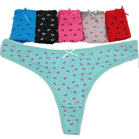 6 Pcs/Lot Brand Panties Women G-String Cotton Print Briefs Breathable Sexy Lingerie Underwear
