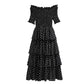 Plus Size Polka Dot Layered Dress Slash Neck Off-shoulder Party Evening Dress Summer