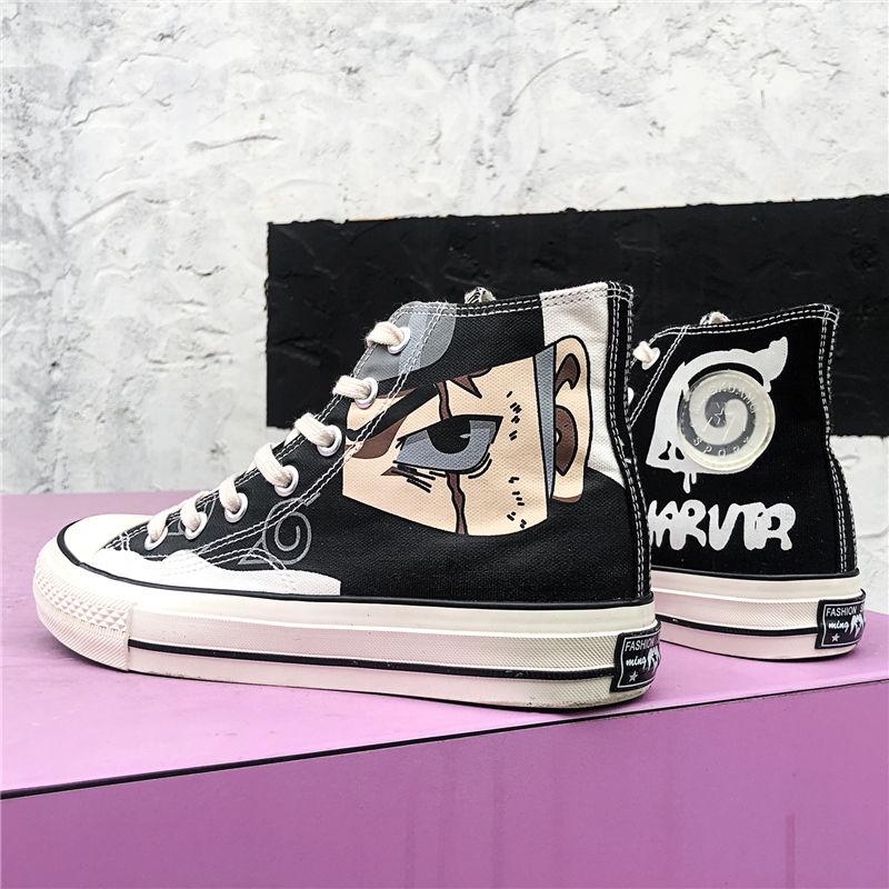 Plus size men's shoes high-top canvas shoes boys' shoes wild personality graffiti sneakers