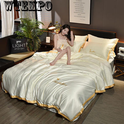 Summer Solid Color European Four-piece Bedding Comfortable Bedroom Home Supplies