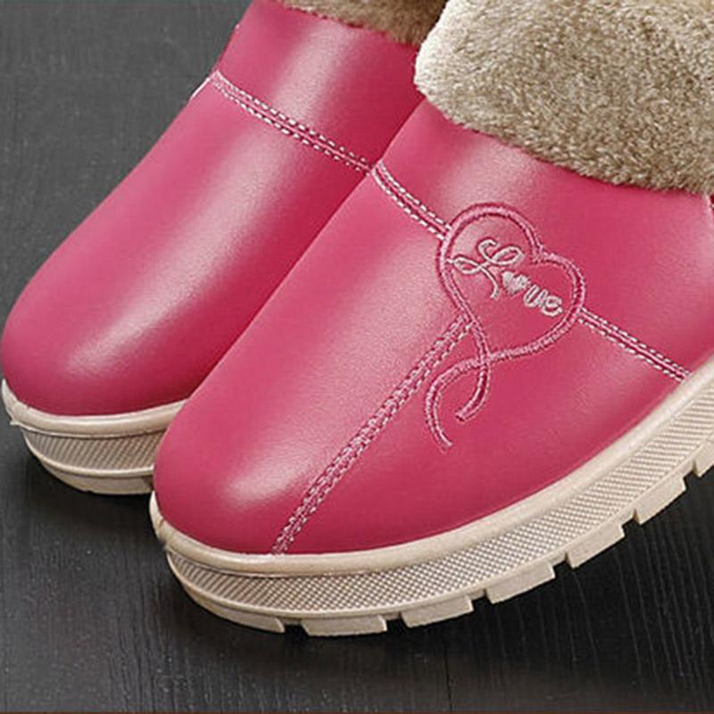 Winter Cotton Slippers Women's Warm Waterproof Men's Shoes Home Slippers with Heel