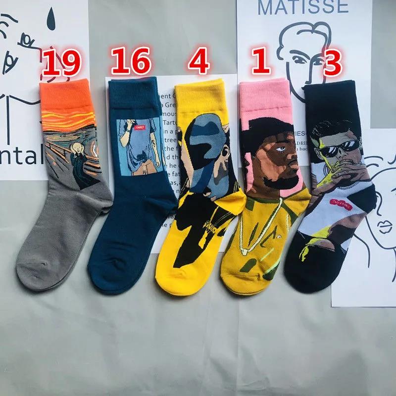5 Pairs of Cotton Socks Unisex High Socks Student Basketball Hip-hop Skateboard Socks