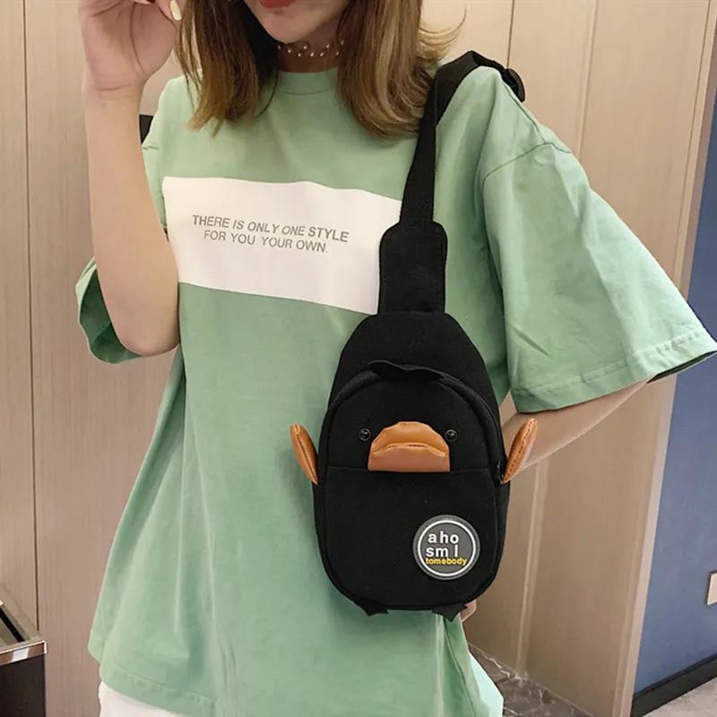 Cute Unisex Children Canvas Sling Bag Outdoor Travel Boy Girl Shoulder Bag Home Supplies Crossbody Chest Bag for Gift