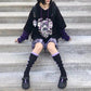 Autumn Winter Sweatshirts Women Anime Pullover Hoodies Fake Two Piece Striped Sleeve Oversized Loose Fashion Black Sportshirts Hip Hop Hooded Tops