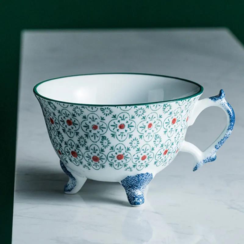 Japanese Retro Ceramic Cup Water Cup Personality Creative Tripod Tripod Hand-painted Ceramic Cup Home Coffee Milk Breakfast Cup