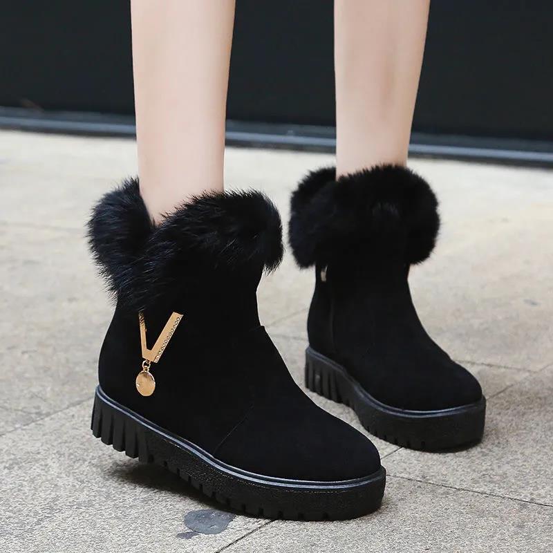 Winter Plus Velvet Snow Boots Women's Non-slip Warm Short Boots Thick Cotton Shoes