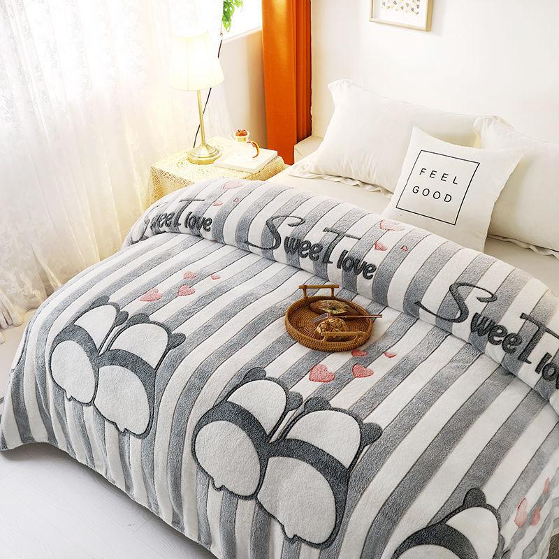 Double-sided Plus Fleece Blanket Sheets To Keep The Bed Warm In Winter Fluffy Coral Fleece Blanket Sofa Blanket Summer Air Conditioning Quilt