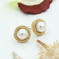 Simple and Versatile Earrings Round Metal Rotating Three-dimensional Pearl Stud Earrings