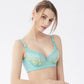 Women's Comfortable Embroidered Underwear Adjustable Bra for Big Breasts Sexy Lace Mesh Floral Gather Straps Brassiere Full Cup Pad Solid Underwear