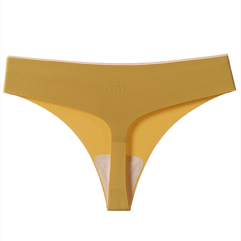 Women's Seamless Panties Thong Mid-waist Antibacterial One Piece Invisible Ultra-thin T Pants Women