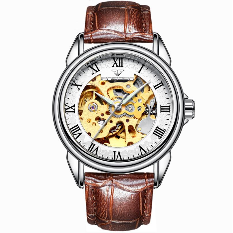 Men Fashion Skeleton Mechanical Watch Casual Sport Waterproof Mens Classic Business Wristwatch