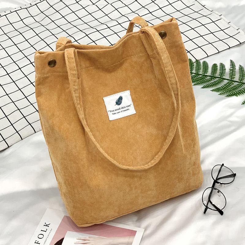 Bags Women  Corduroy Shoulder Bag Reusable Shopping Bags Casual Tote Female Handbag