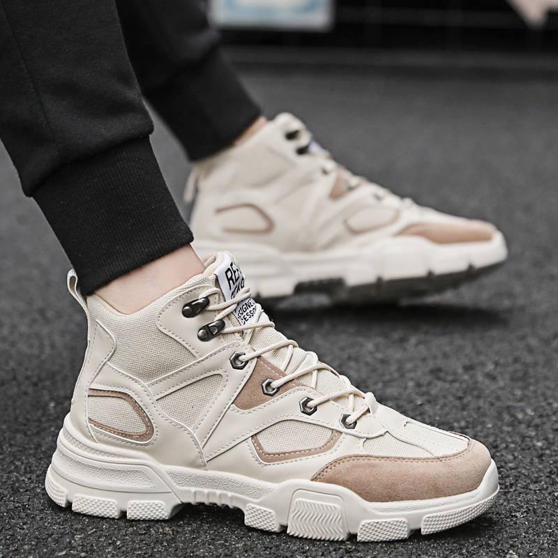 Martin Boots Men's Autumn Winter High Boots Versatile Tool Boots Leather Desert Boots Mens Shoes