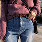 Women's strap casual all-match Women leather belt women strap pure color belts jeans belt