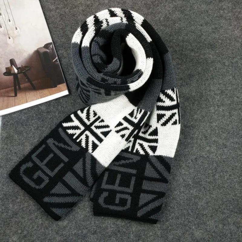Men's Winter Scarf Snowflake Print Christmas Knitted Scarf Thicken Warm Double-sided Woolen Scarf