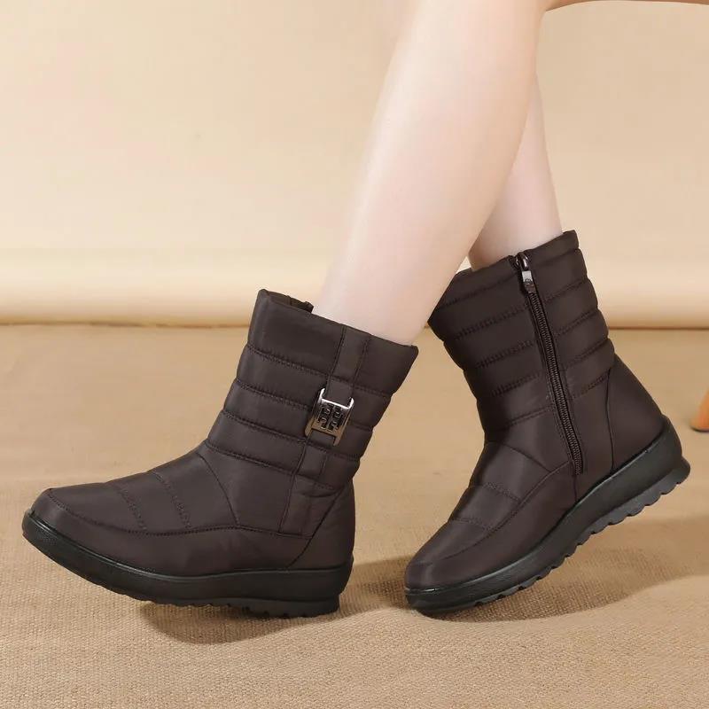 Thick Velvet Snow Boots Women's Waterproof Non-slip Middle Tube Women's Cotton Shoes Keep Warm and Comfortable In Winter