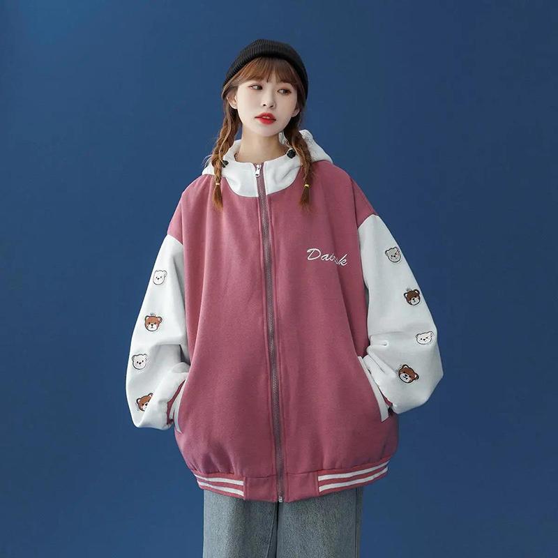 Hooded Jacket Women's Spring and Autumn Short Baseball Uniform Tide High Street Jacket Korean Version Loose Sweet Autumn Winter Spring Top