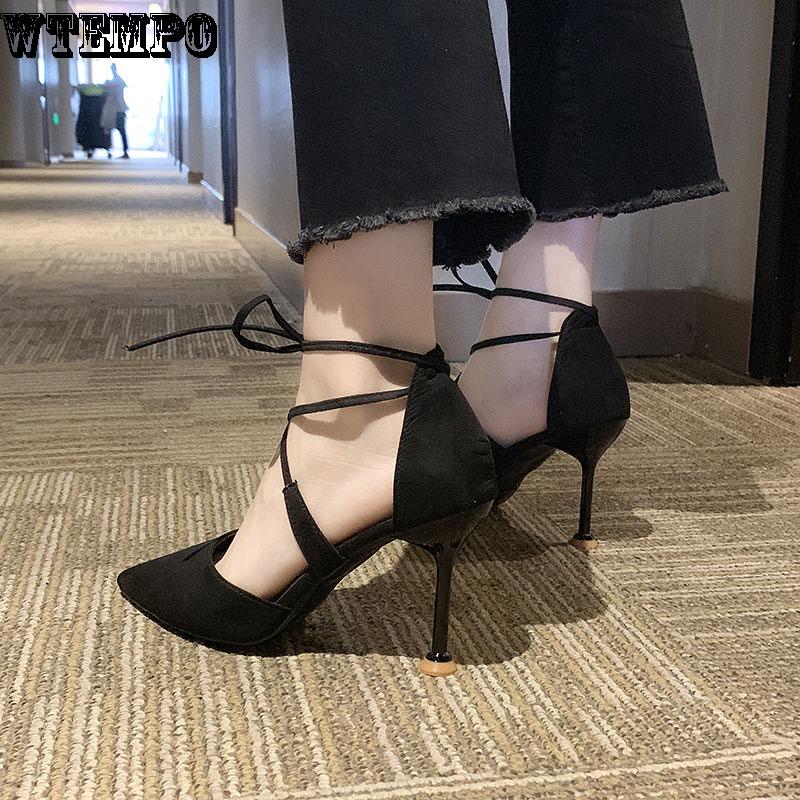 High Heels Women's Sense of Versatile Pointed Stiletto Straps Hollow  Shoes