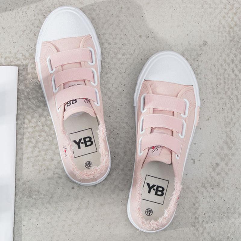 Sneakers Canvas Shoes for Women Fashion Solid Superstar Hook Loop Vulcanize Shoes