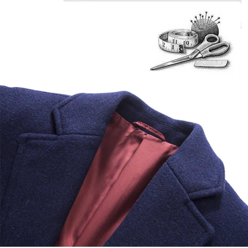 Men Casual Coat Woolen Trench Coat Business Male Solid Overcoat Med- Long Jackets Tops Men's Jacket