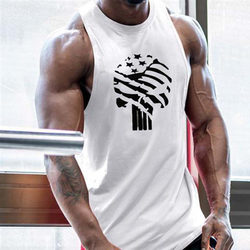 Muscular Man Fitness and Bodybuilding Training Sleeveless Vest Loose Waistcoat T-shirt