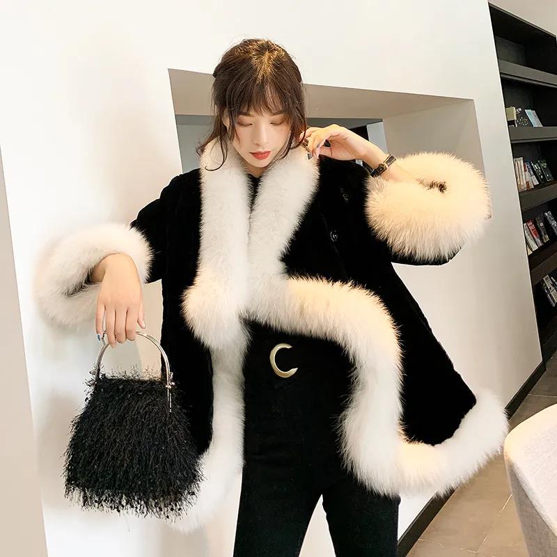 Winter Imitation Fox Fur Coat and Fur One Mid-length Plush Coat